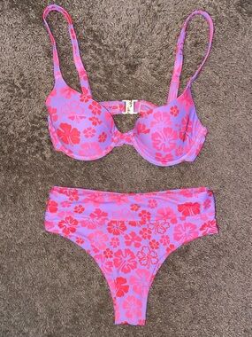 Kulani Kinis Women’s High Waisted Cheeky Underwire Bikini Floral Print